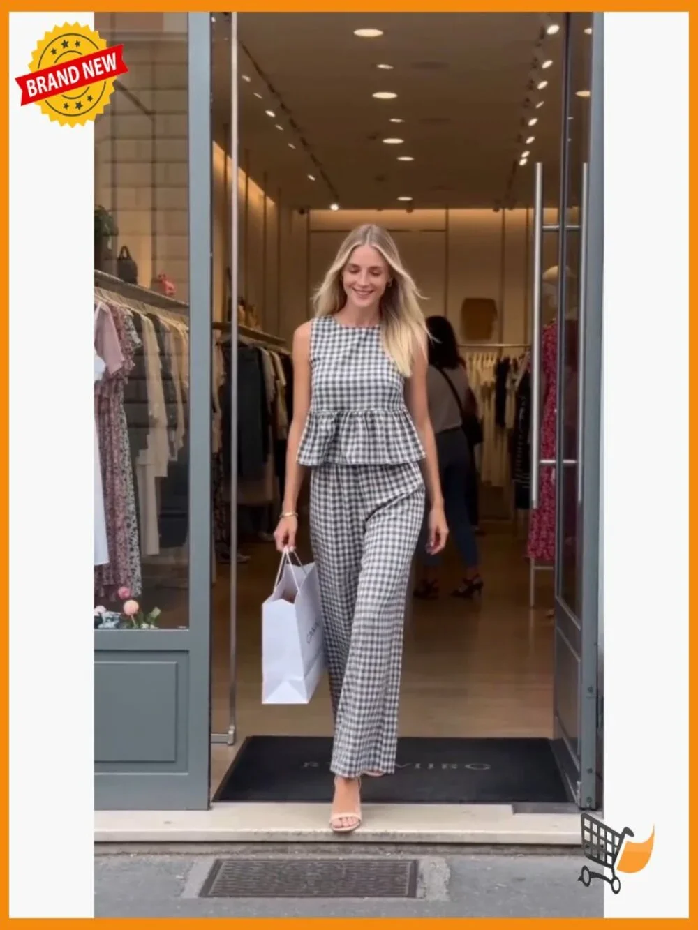Gingham 2 Piece Lounge Set Sleeveless Tank Wide Leg Pants Matching Outfit Summer